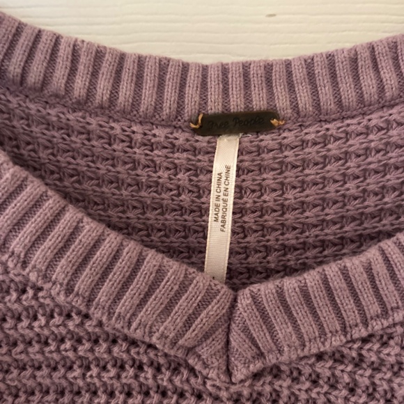 Free People Cotton Purple Knit Sweater Top Size L - Picture 2 of 4
